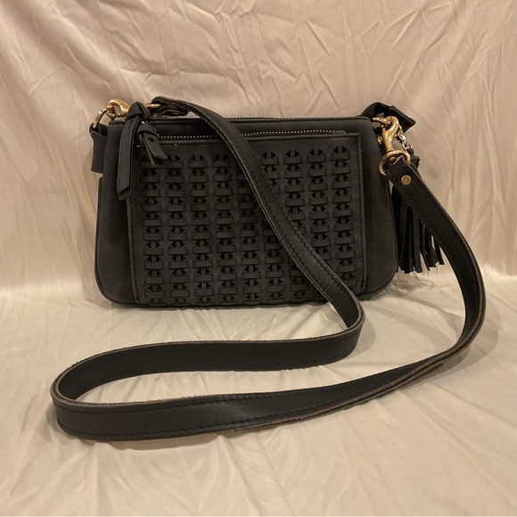 Handbags - (Sold) Dark Iron Grey Faux suede Crossbody bag